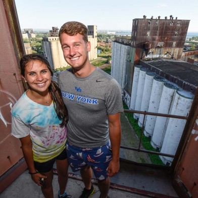 Couple at silo city vertical