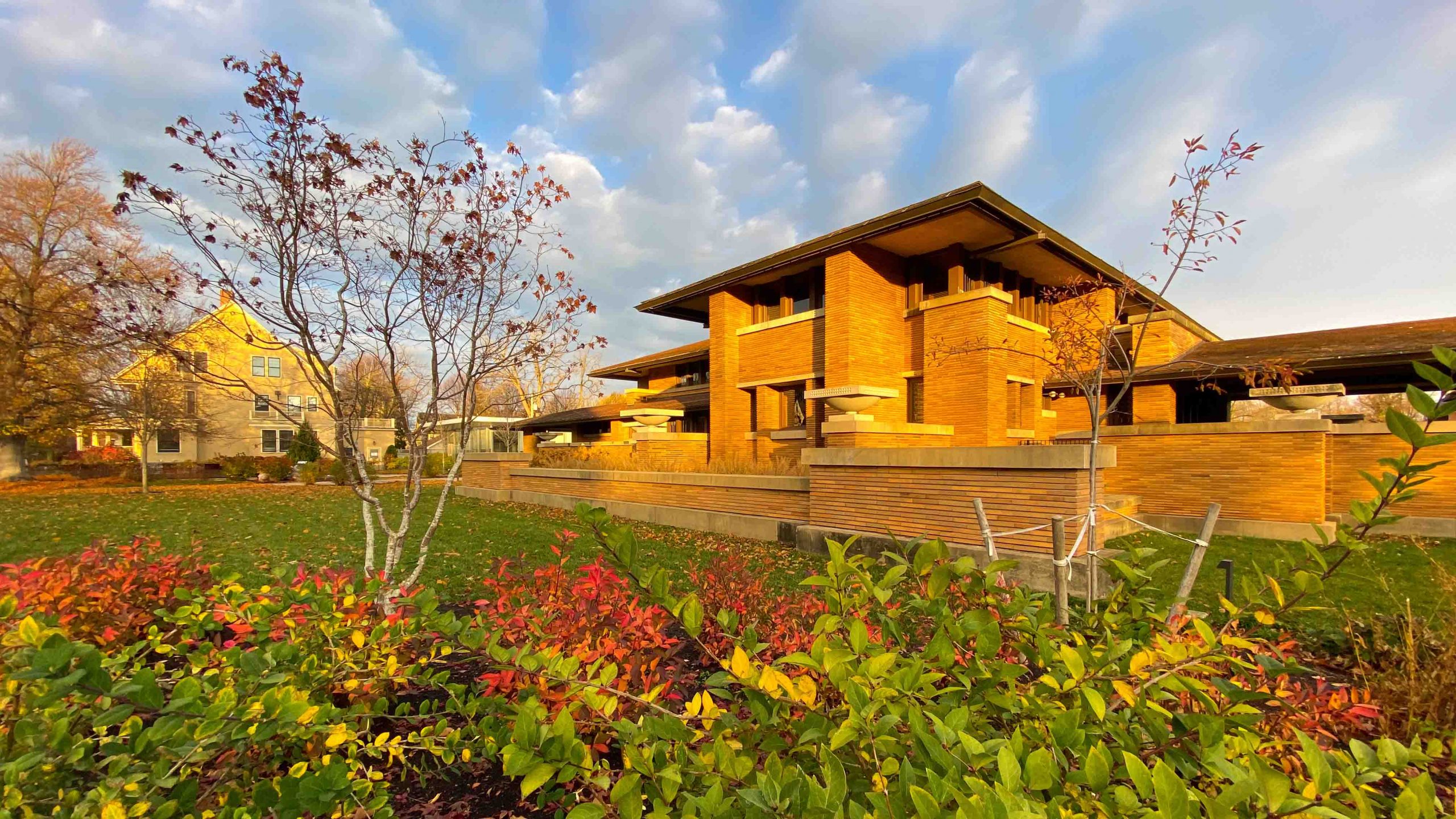 The garden and exterior of the Frank Lloyd Wright-designed Martin House in Buffalo, NY