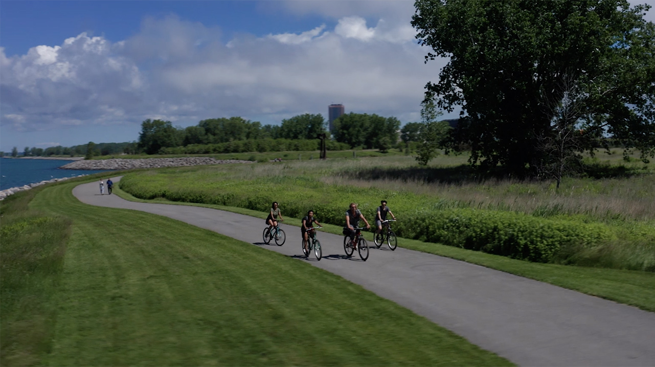 Biking along the Buffalo Outer Harbor